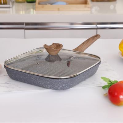 China Viable Die Casting Aluminum Nonstick Egg Pan 3in1 Square Steak Pan With Handle for sale