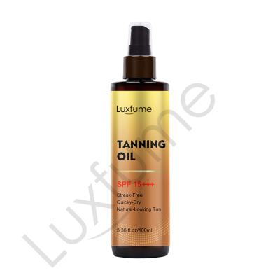 China OEM/ODM Natural Self Tanning Tanner Dark Sunless Body Gold Bronzer Glitter Spray Tanning Oil for sale