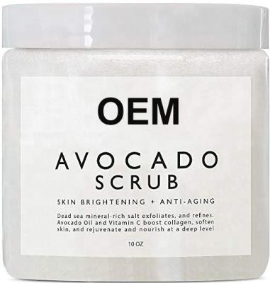 China Exfoliator Private Label Exfoliating Whitening Avocado Oil Body Scrub for sale