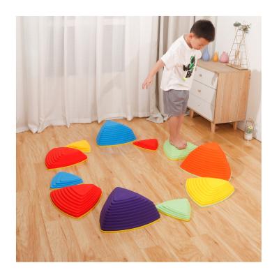 China Plastic Kids Integration Training Equipment Sensory Kids Balance Coordination Exercise Progress Stone Toy Cross River Stone Sensory for sale