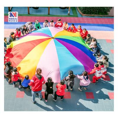 China Colorful Fabric 12ft Team Play Polyester Game Parachute Toy with Carry Bag for Kids Sports Kids Sensory Toys Sensory Training Equipment for sale