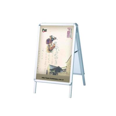 China Advertising Aluminum Sidewalk Sign For Snap Open 2 Sided Posters - Silver for sale