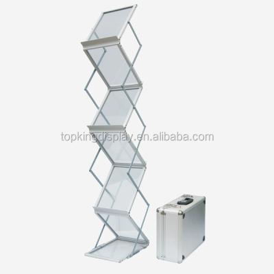 China Portable Acrylic Wooden Display A3 A4 Zigzag Folding Brochure Stand for sale