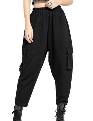 China OEM Large Size Pocket Breathable Crotch Woolen Fabric Pants Adjustable Three-Dimensional Splicing Hanging Harem Casual Pants for sale