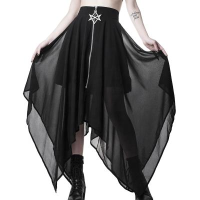 China Breathable Hexagram Zipper Gauze OEM Zombie Coldness Irregular Women Skirt for sale