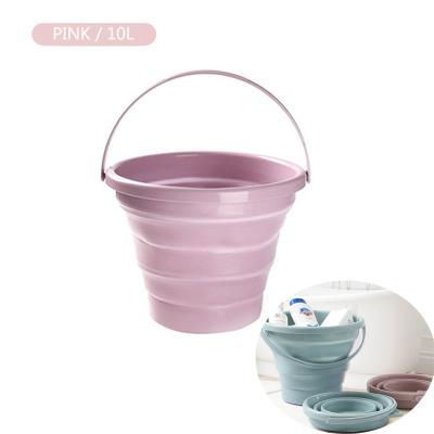 China TPR Stocked Hanging 5L 10L Portable Capacity Plastic Folding Water Bucket For Kitchen Camping Hiking Fishing for sale