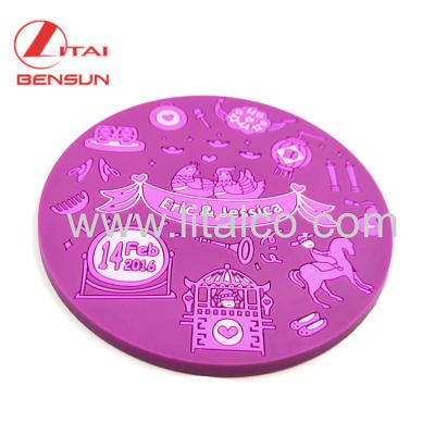 China Sustainable Rounded Purple PVC Coaster for sale