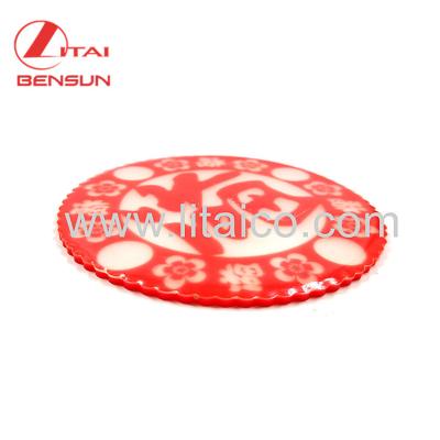 China Clear Back Sustainable Rounded Rubber Character PVC Red Coaster for sale