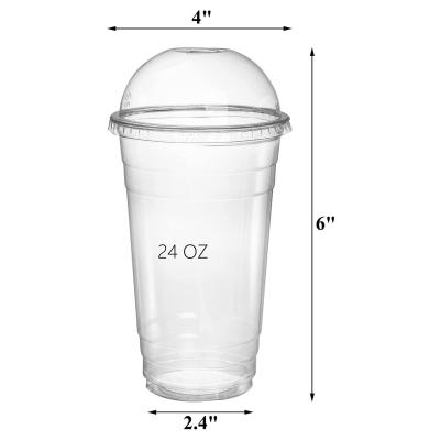 China Custom Eco-Friendly Logo Yogurt Milktea PET Cups Plastic U Shaped Cup, Disposable Plastic Clear Boba Milk Tea Cup With Dome Lid for sale