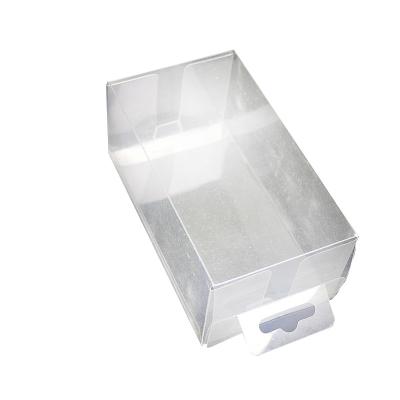 China Recyclable Plastic Transparent Folding PET Boxes Clear PET Size Display Box Customized Plastic Box With Hanger for sale