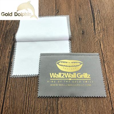 China Sustainable Personalized Anti Tarnish Chemical Treated 4 Layers Jewelry Cleaning And Polishing Cloth With Hot Foil Silver/Gold Logo for sale