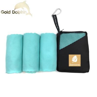 China Quick Dry Tablets Custom Design Sports Cooling Towel With Net Bag , Beach Towel Mucrofiber Suede for sale