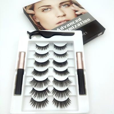 China Free Box Packing Natural Magnetic Eyelashes 7 Pairs False Eyelash Magnetic Private Label Lashes And Magnetic Eye Liner Set for sale