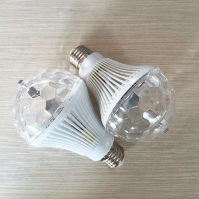 China PARTY Party Light Stage Lighting LED Light Bulbs E27 B22 3W Full Color Plastic Rotating RGB LED Lamp for sale