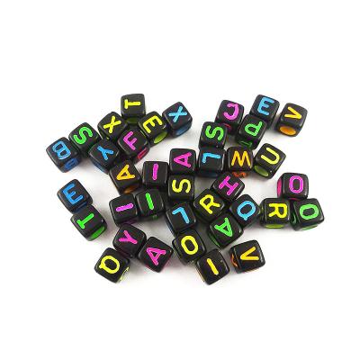 China Educational Funny Toy Cube Alphabet Acrylic Square Letter DIY 6mm Bead For Bracelet Jewelry Making for sale