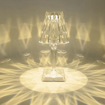 China Modern Bedroom Bedside Usb Rechargeable Luxury Acrylic Led Crystal Table Lamp Modern Desk Night Light Touch Control Decoration For Home for sale