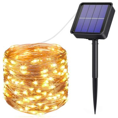 China Copper Wire String Light With Solar Led Light Copper Wire String With Solar Waterproof For Outdoor Christmas Garden for sale