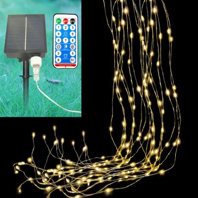 China 300L Decoration Power Lights Solar Christmas Decoration Led Fairy Lights Twinkle Waterfall String Lights With Remote Control for sale