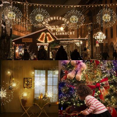 China 2019 Outdoor Firework LED String Lights 8 Modes Dimmable Fairy Lights With Starburst Remote Control Battery Operated Hanging Lights for sale