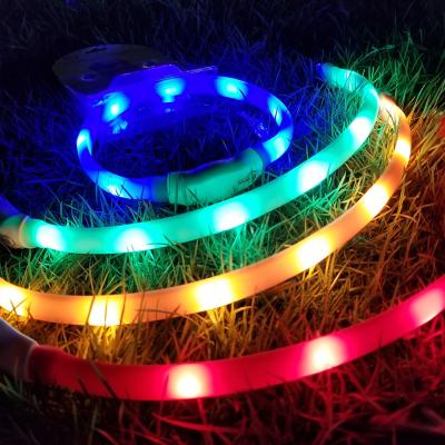 China Outdoor USB Rechargeable LED Glowing Dog Collar For Night Safety Mode Light Collar For Small Medium Large Dog for sale