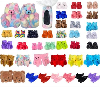 China Cheap Fashion Trend Animals Plush Bedroom Custom Made Shoes Animal Teddy Bear Slippers Lovely Plush Slipper for sale