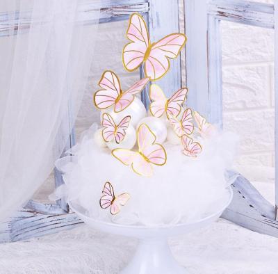 China Festival GScustomy 10pcs per set paper butterfly cake topper, butterfly cake paper topper for sale