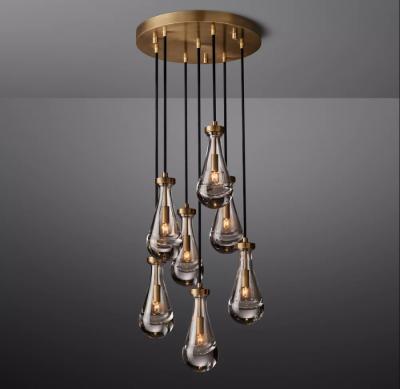 China Nickel RH Chandelier K9 Crystal Rain Round Chandelier 18'' for sale