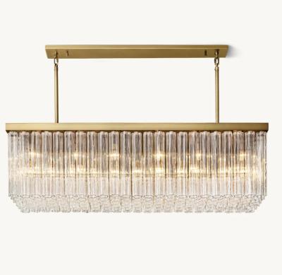 China 98 1/4'' Copper Light Chandelier Rectangular Brass Chandelier OEM ODM for sale