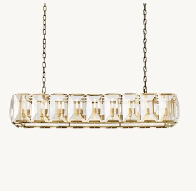 China Hardwired Harlow Crystal Rectangular Chandelier 62' op maat gemaakt Te koop