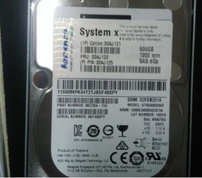 China IBM 00AJ121 00AJ122 500G SAS Hard Drive 6GB 2.5 7.2K X3850X6 X3950 M5 for sale