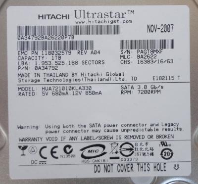 China CLARiiON CX - SA07-010 sata ii hard drive 1TB 7.2K 005048829 005048797 for sale