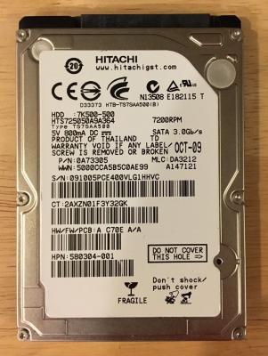 China Hitachi Travelstar 7K500 500 GB 2.5 7200rpm sata hard drive for Laptop , 0A73305 for sale