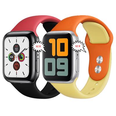 China 38mm 42mm 40mm 42mm Dual Color Adjustable Soft Silicone Watchband For Apple Watch Band 41mm/44mm/45mm For Apple Watch 7/6/SE/5/4/3/2/1/T500 Series iWatch for sale