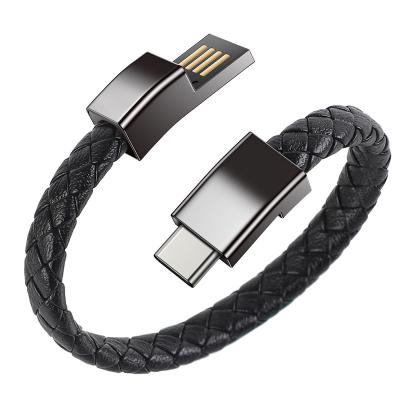 China 2022 New Fast Charging USB Cable Data Wristband Leather Wristband Charging Cable For Android IOS for sale