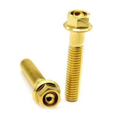 China High Strength And Light Texture Factory Price Small Flange Head Titanium Alloy Screws Motorcycle Parts Screws for sale