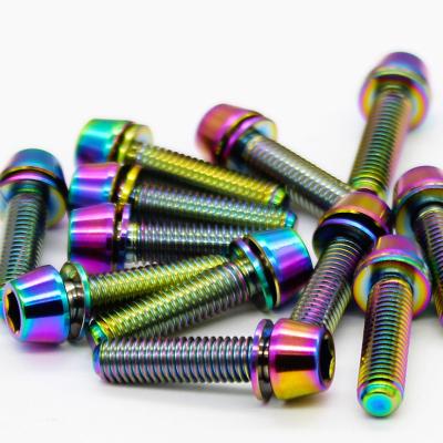 China High Strength And Light Weight Texture Size Quality Titanium Screws Titanium Alloy Screws With Gaskets For Bottle Cage for sale