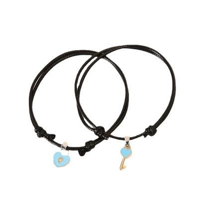 China CLASSIC Wholesale 2pcs/set Couples Adjustable Bracelet, Double Leather Color Men and Women Charm Cortex Band Bracelet for sale