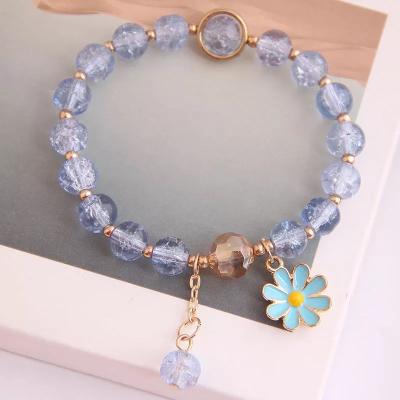 China CLASSIC explosive crystal female student bracelet 1pc crystal glass powder bracelet 1pc small daisy shaped bracelet for sale