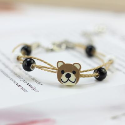 China 1pc 15-20cm Lucky Caly Fruit Animals Bracelet Handmade Knitted Jewelry Wholesale Adjustable CLASSIC Cute Ceramic Bangle for sale