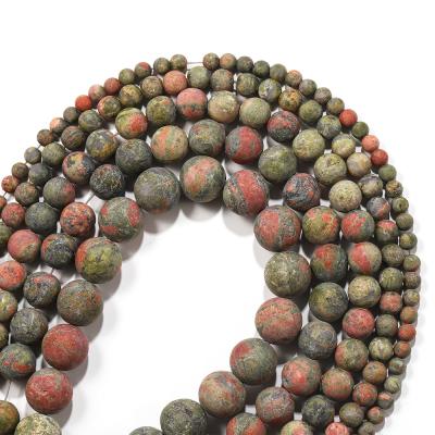 China None 1strand Dull Polish Matte Green Stone Bead Round Spacer Loose Bead For Jewelry Making DIY Bracelet Natural Necklace 4/6/8/10MM for sale