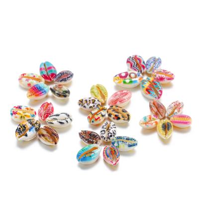 China No Conch 10Pcs/lot Colorful Printing Natural Sea Shells Sea Shell For Diy Bracelet Jewelry Making Supplies Findings Accessories for sale