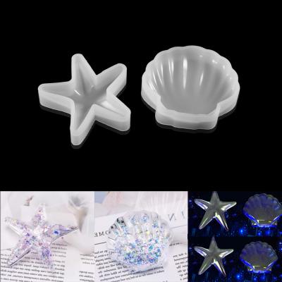 China 1Pcs Starfish Epoxy Resin Molds Shell Shape Plate Tray Coaster UV Stocked Silicone Molds DIY Soap Dish Casting Mold Making Tool for sale