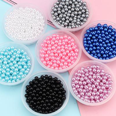 China Pearl Beads For Jewelry Making 50-400 pcsBlack White Round Imitation Pearl 3/4/6/8/10/12mm ABS Beads No Hole Loose Beads For Jewelry Making Accessories DIY for sale