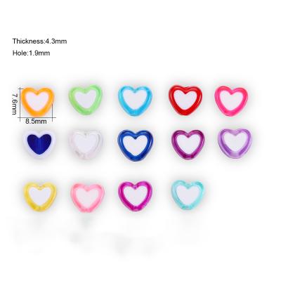 China DIY Jewelry Accessories 50pcs Love Heart Spacer Colorful Loose Bead Acrylic Beads For Jewelry Making Findings Necklace Pendants Bracelet Components DIY for sale