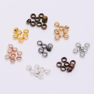 China Jewelry Making 100-500pcs/lot Gold Copper Ball Crimp End Beads Diameter 2 2.5 3 Mm Stopper Spacer Beads For Diy Jewelry Making Findings Dropshipping for sale