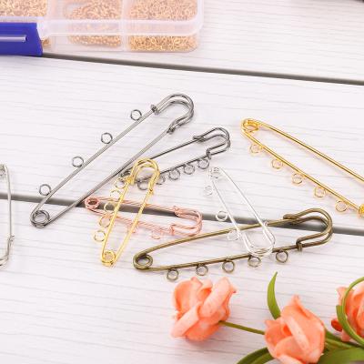 China Key Pins For Jewelry Making 10pcs/lot Safety Pin Blank Base Pins 50/80/90 Mm 3/5 Rings Jewelry Pins For Jewelry Making Supplies Findings for sale