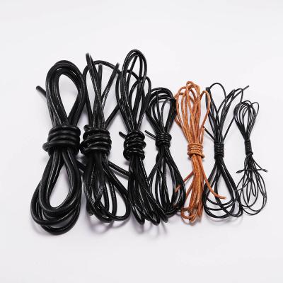 China Leather Rope For Bracelets Lanyard Rope Bracelet DIY Findings Genuine Leather Leather String Jewelry Making 1-6m/lot Rope Round Cow for sale