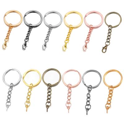 China 10/20pcs DIY Jewelry Findings 25 28 30mm Screw Eye Pin Key Chain Key Ring With Eye Screws Around Split Key Chains For DIY Jewelry Making Accessories for sale