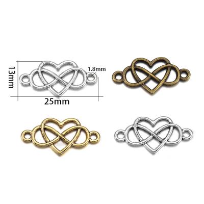 China DIY Jewelry Accessory Heart 20pcs Infinity Love Charms Forever 13x25mm Antique Silver Color Pendants Making DIY Handmade Tibetan Finding Jewelry for sale