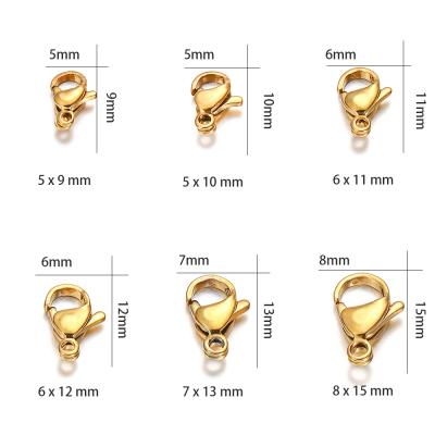 China Lobster Clasp Hook For Bracelet 30Pcs/lot Stainless Steel Gold Plated Lobster Clasp Claw Clasp For Bracelet Necklace Chain Diy Jewelry Making Findings Shipping for sale